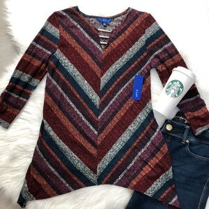 Apt. 9 NEW Multi Striped V-Neck Top Size Small